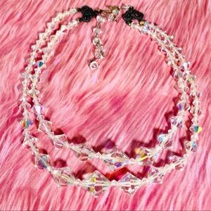 Stunning vintage Austrian Aurora Borealis 2 strand choker necklace